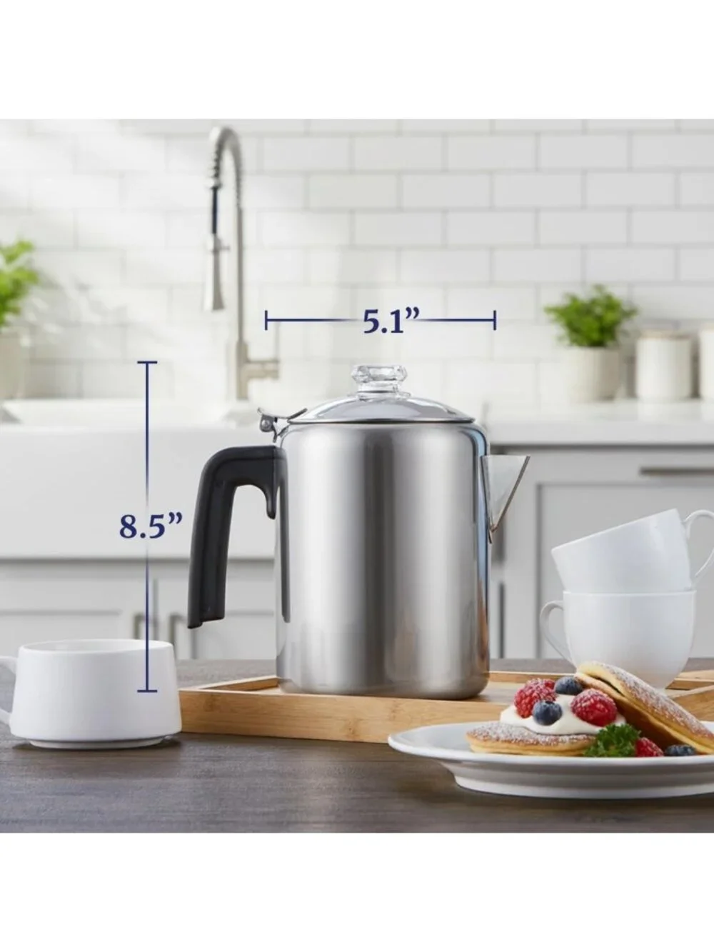 Stainless Steel 8-Cup Stovetop Coffee Percolator - Durable & Stylish Brew Pot